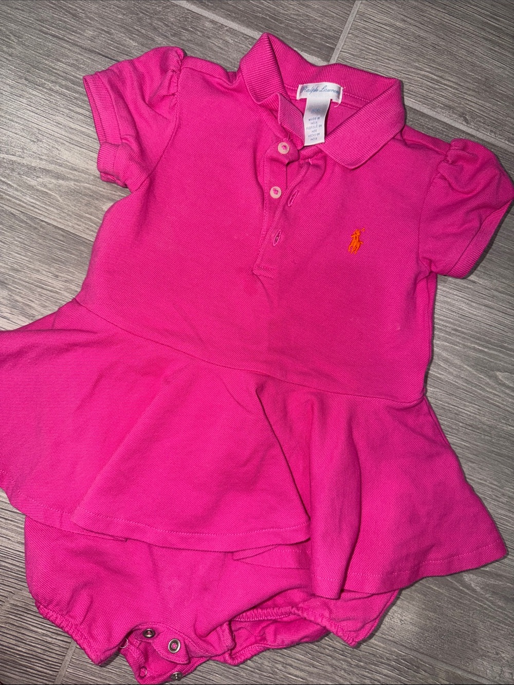 Ralph Lauren Pink Polo Peplum Baby Romper 24M